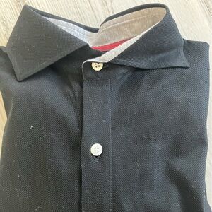 ISAIA long sleeve polo - black XS - missing button - 14.5